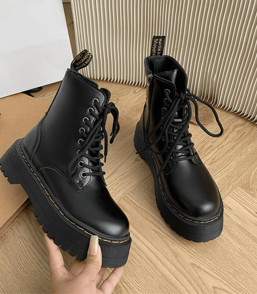 Eline | Elegante Plateaustiefel aus Leder – Stilvolle Schuhe mit Komfort