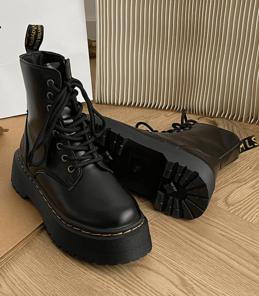 Eline | Elegante Plateaustiefel aus Leder – Stilvolle Schuhe mit Komfort