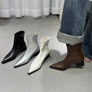 Spitze Stiefel Damen Blockabsatz