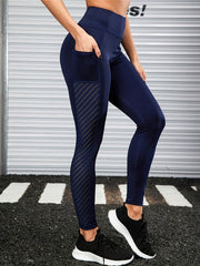 Sport Leggings Damen mit Tasche und Hohem Bund