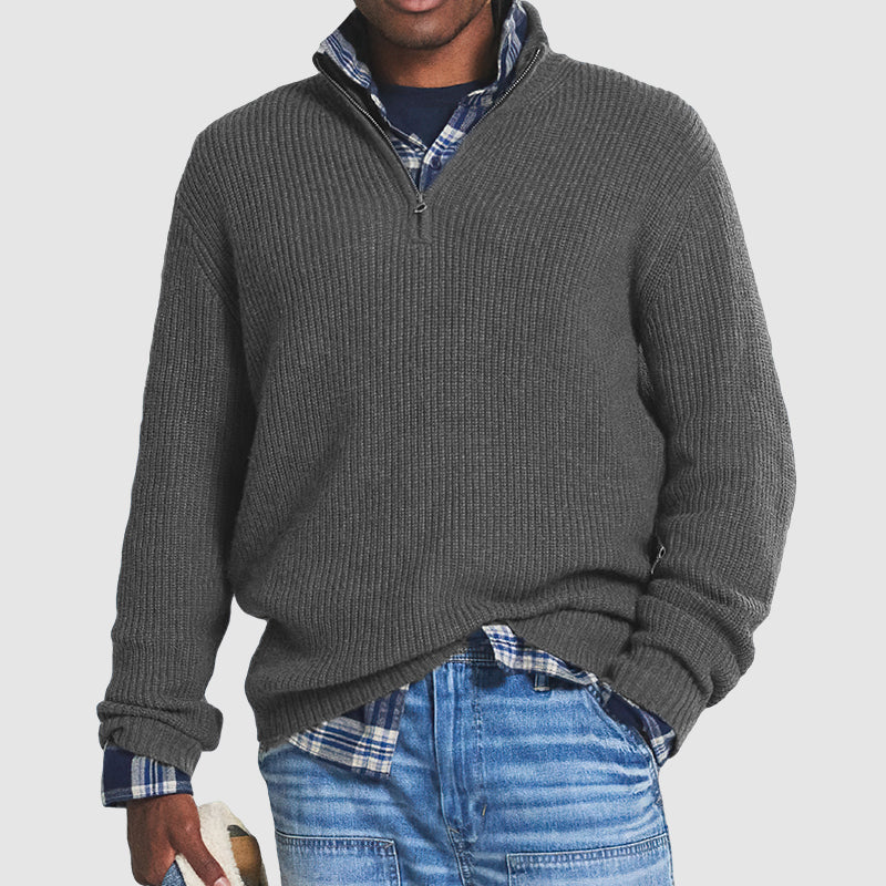 Ludwig | Sommerpullover mit Reißverschlusskragen & Kaschmir-Gefühl