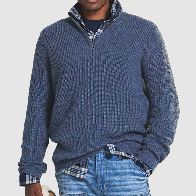 Ludwig | Sommerpullover mit Reißverschlusskragen & Kaschmir-Gefühl