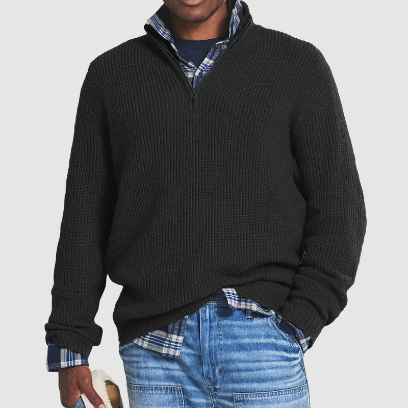 Ludwig | Sommerpullover mit Reißverschlusskragen & Kaschmir-Gefühl