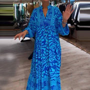 GISILA - LANGES LOCKERES KLEID MIT MUSTER