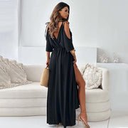 ZELINDA - LANGES KLEID MIT V-AUSSCHNITT