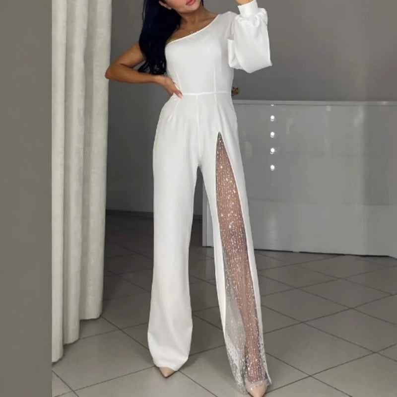 Azlina – Jumpsuit Mit Einer Schulter Und Ausgestelltem