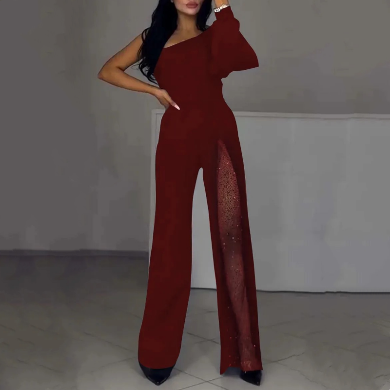 Azlina – Jumpsuit Mit Einer Schulter Und Ausgestelltem