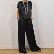 DENISE - SET AUS SATINTOP UND FLIESSENDER HOSE