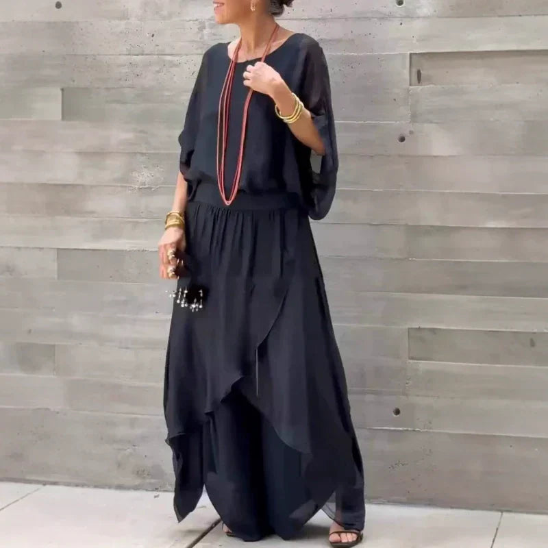 NADIRA - ASYMMETRISCHES BLUSE- UND HOSENSET