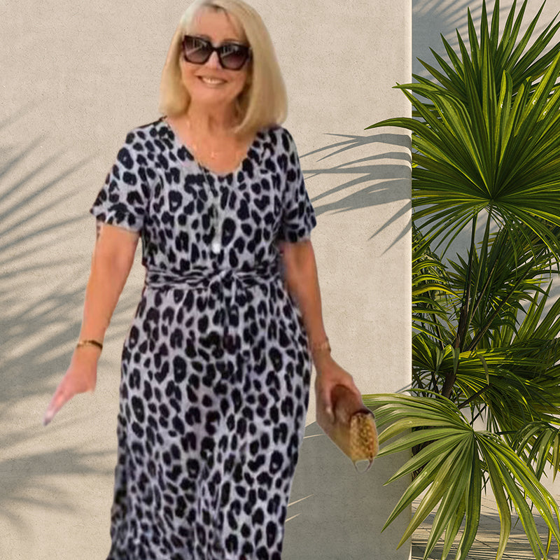 Leopardenkleid mit Gürtel