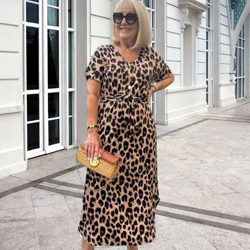 Leopardenkleid mit Gürtel