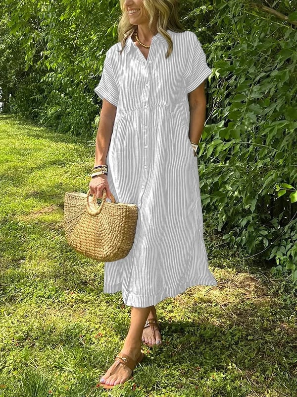 Isabelle | Gestreiftes Maxi-Kleid in Eleganz