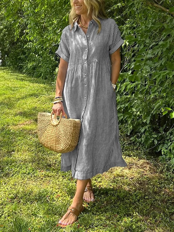 Isabelle | Gestreiftes Maxi-Kleid in Eleganz