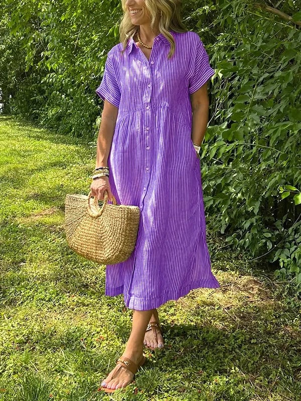 Isabelle | Gestreiftes Maxi-Kleid in Eleganz