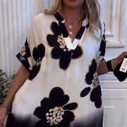 Yarina – Lockeres Kleid mit Print und tiefem V-Ausschnitt