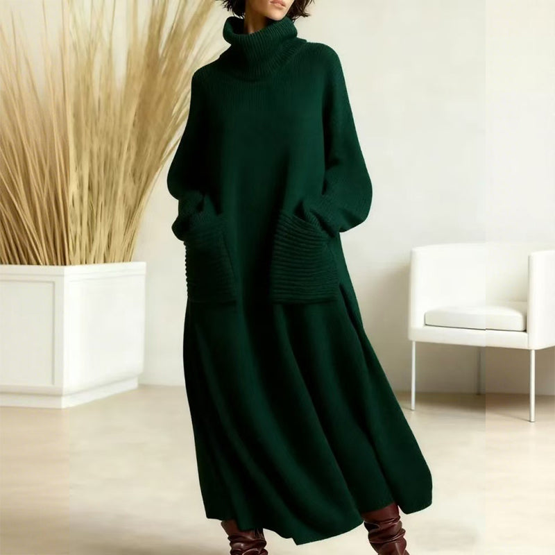 Keeti – Rollkragen Pullover Kleid Mit Taschen