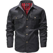 Elkan - Flanellgefütterte Western Jacke Mit Druckknöpfen