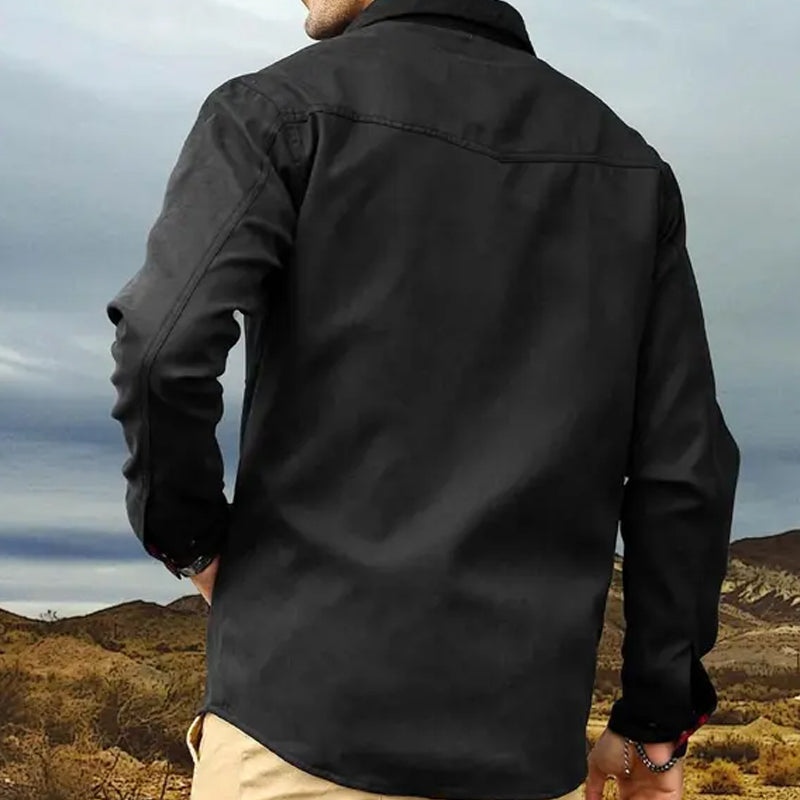 Elkan - Flanellgefütterte Western Jacke Mit Druckknöpfen