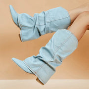 Stiefel Damen Mit Gerafftem Schaft und Blockabsatz
