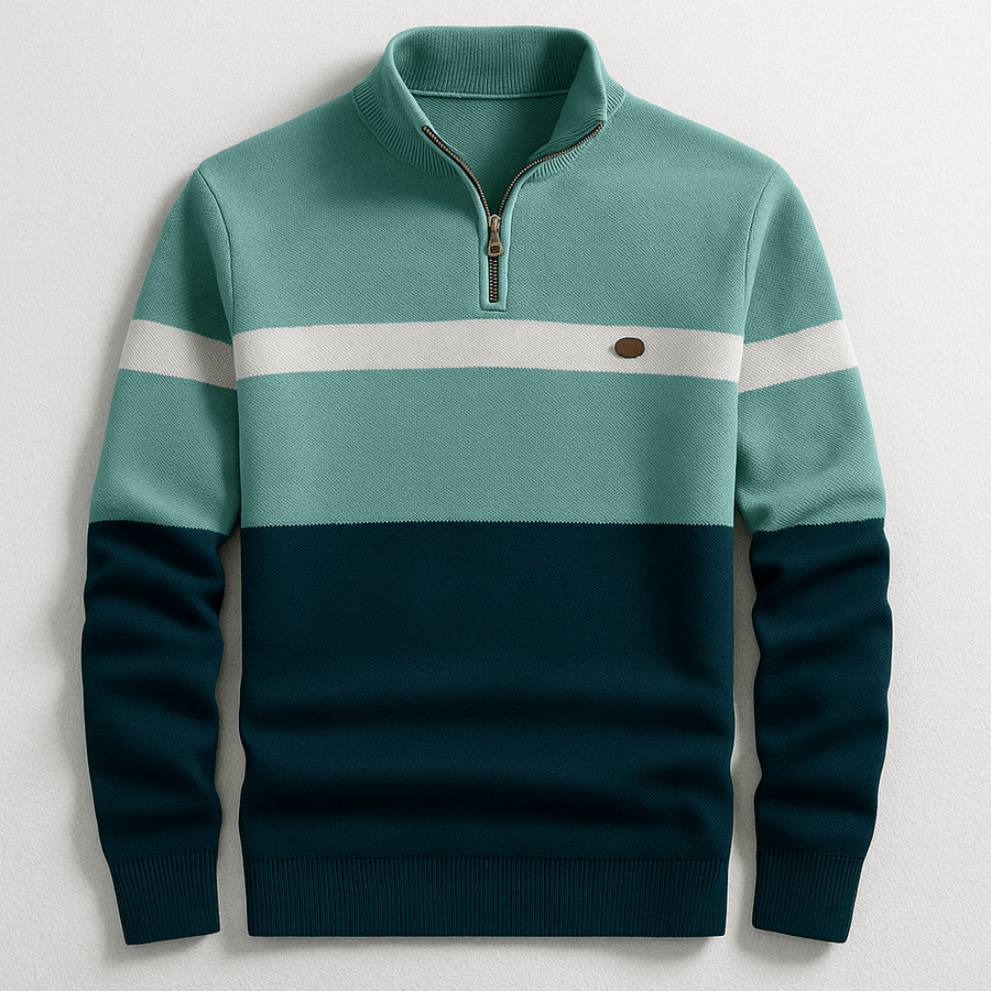 Strickpullover Herren Quarter Zip Color Block