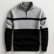 Strickpullover Herren Quarter Zip Color Block
