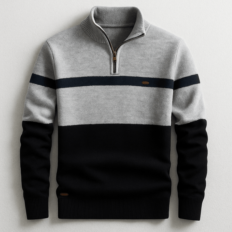Strickpullover Herren Quarter Zip Color Block