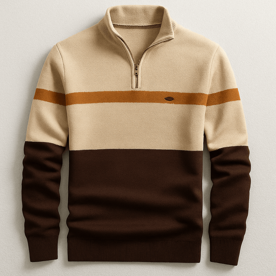 Strickpullover Herren Quarter Zip Color Block