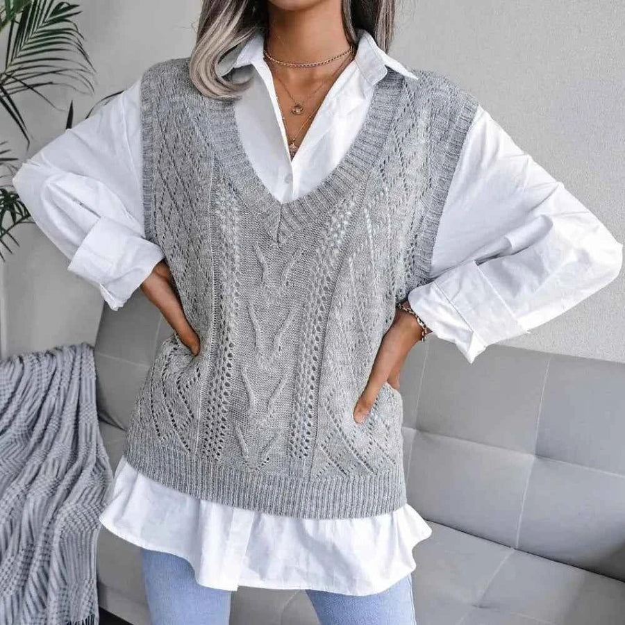 Strickweste Damen V-Ausschnitt