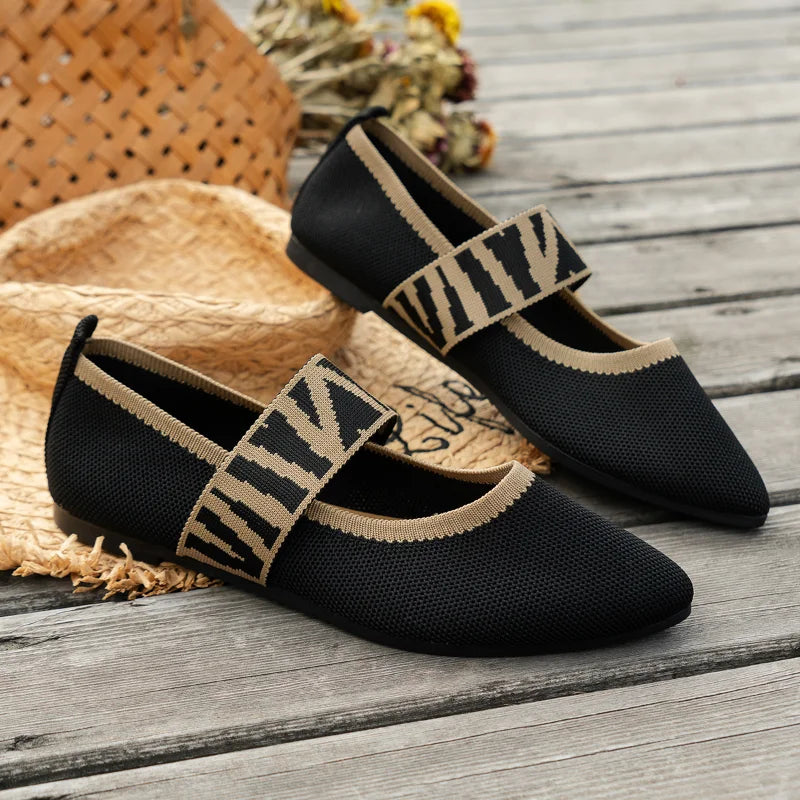 Anja | Damen Frühlings Ballerinas mit Riemen im Freizeitstil