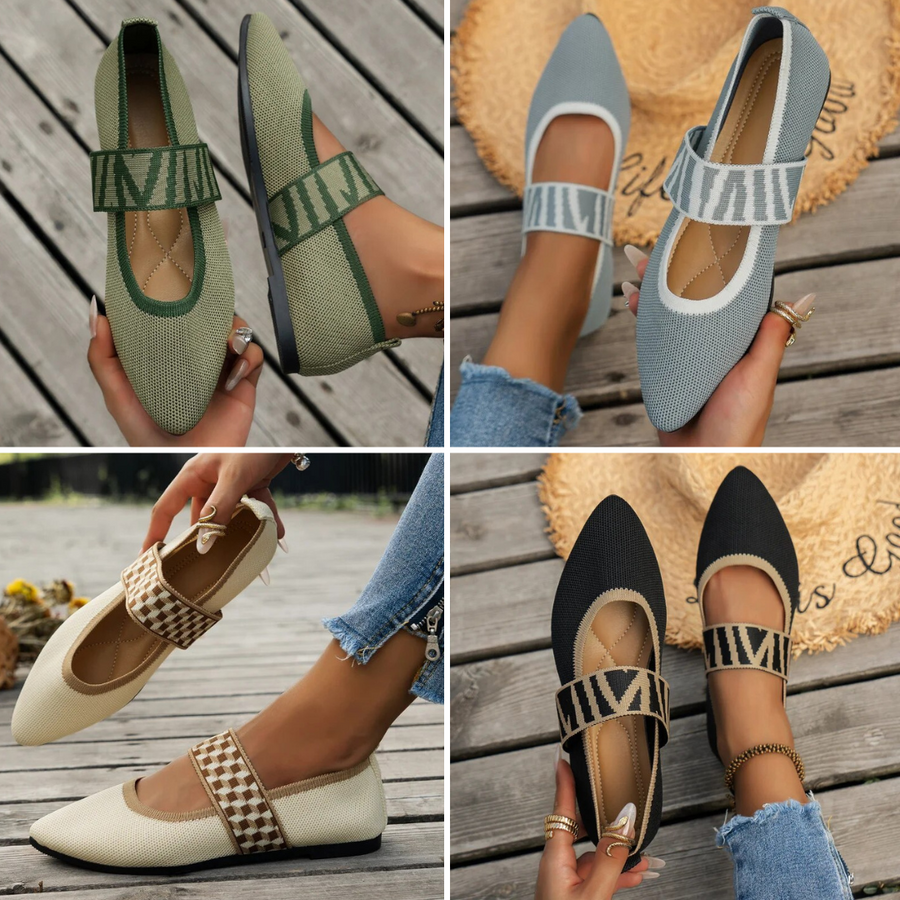 Anja | Damen Frühlings Ballerinas mit Riemen im Freizeitstil