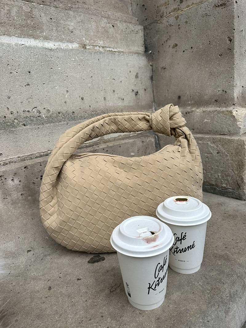 Medium suede woven Tasche