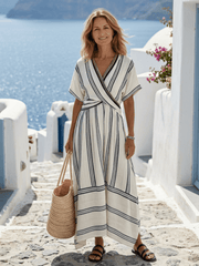 Thalassa | Damen Wickelkleid Midi V-Ausschnitt – Elegantes Sommerkleid Hochzeit 2026