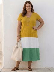 Thalia | Damen Farbblock Midikleid V-Ausschnitt – Colorblock Sommerkleid Party 2026