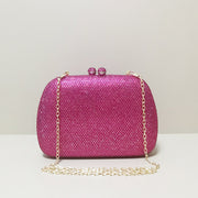 Lily | Glitzernde Abendtasche mit pinkfarbenen Strasssteinen – Elegante Clutch für Damen mit Kugelverschluss