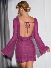 Glitzerndes Rückloses Kleid mit Volants