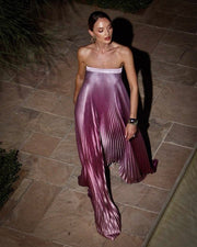 Trägerloses Plissee Maxikleid Elegant
