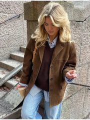 Oversize-Trenchcoat aus braunem Kunstwildleder für Damen
