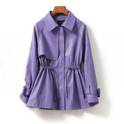 Übergangsjacke Damen aus Leder mit Taillenzug