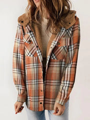 Übergangsjacke Damen Karomuster Mit Kapuze