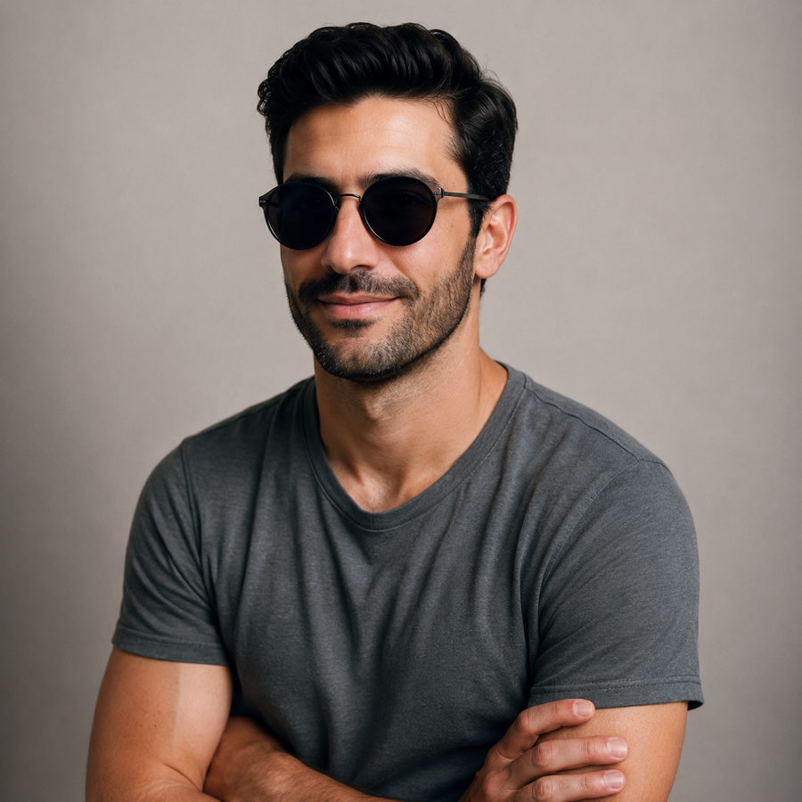 Unisex Runde Sonnenbrille mit dünnen Bügeln