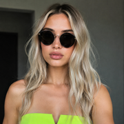 Unisex Runde Sonnenbrille mit dünnen Bügeln