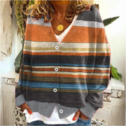 Damen Strickjacke Mit Blumenmuster Und V-Ausschnitt | Mit Knopfleiste