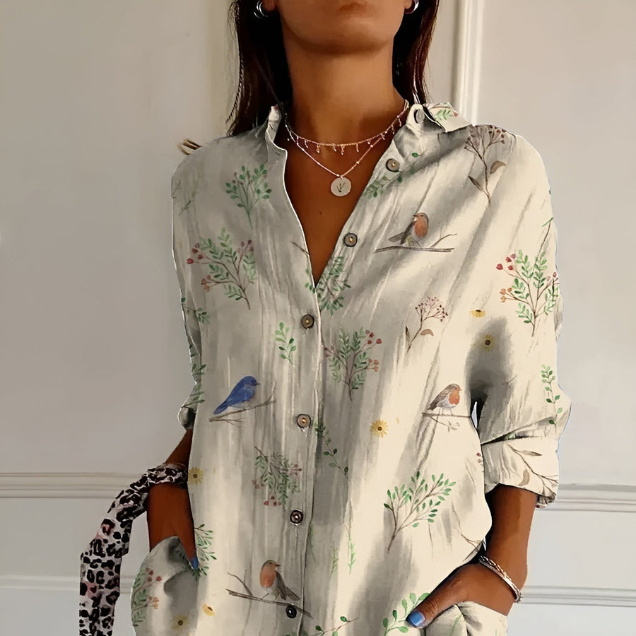 Miyana Bluse Damen – Französische Vintage-Bluse mit Blumenmuster