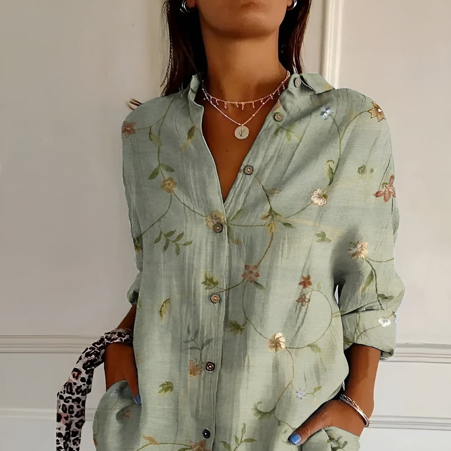 Miyana Bluse Damen – Französische Vintage-Bluse mit Blumenmuster