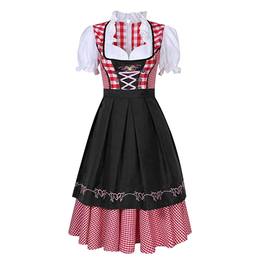 Oktoberfest-Dirndl mit Karomuster und kurzen Ärmeln für moderne Feierlichkeiten