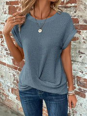 Johanna | Waffelstrick Kurzarm Top Damen Baumwollmischung