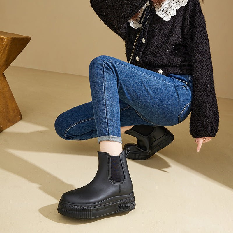 Elfriede | Wasserdichte Stiefel Chelsea Damen Plateau Regenstiefel
