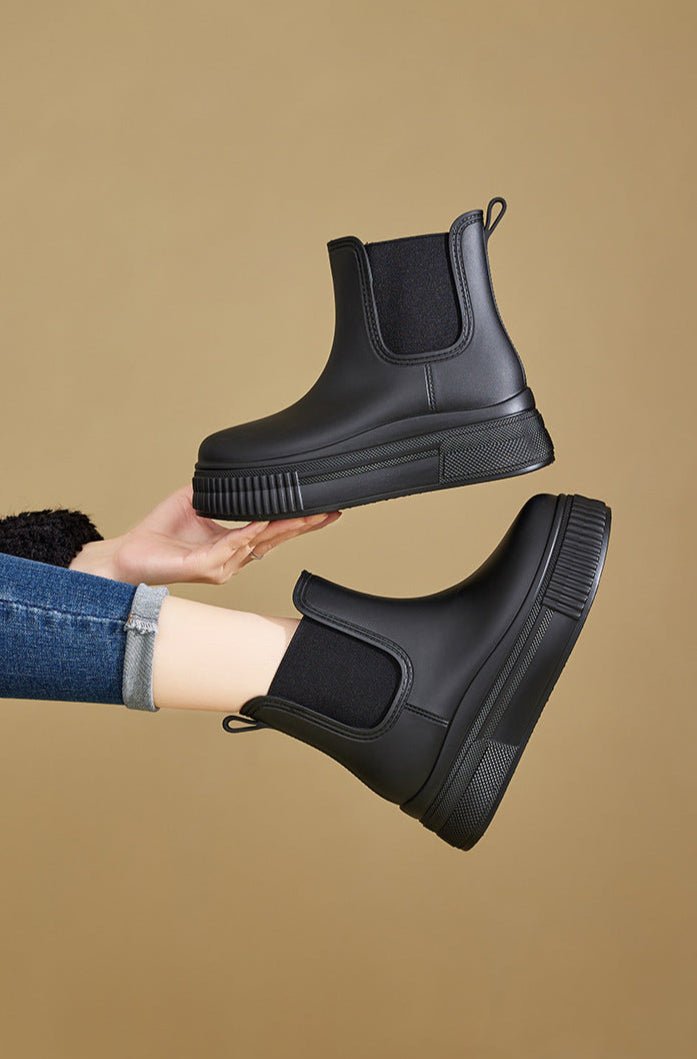 Elfriede | Wasserdichte Stiefel Chelsea Damen Plateau Regenstiefel