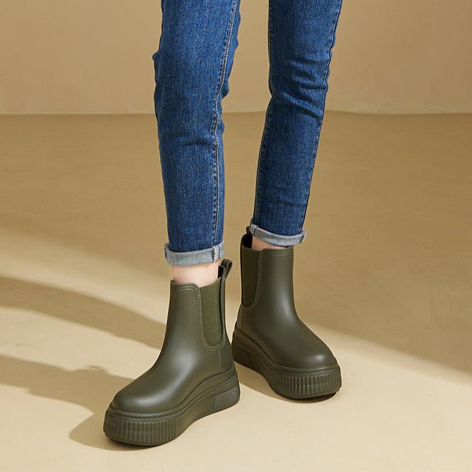 Elfriede | Wasserdichte Stiefel Chelsea Damen Plateau Regenstiefel