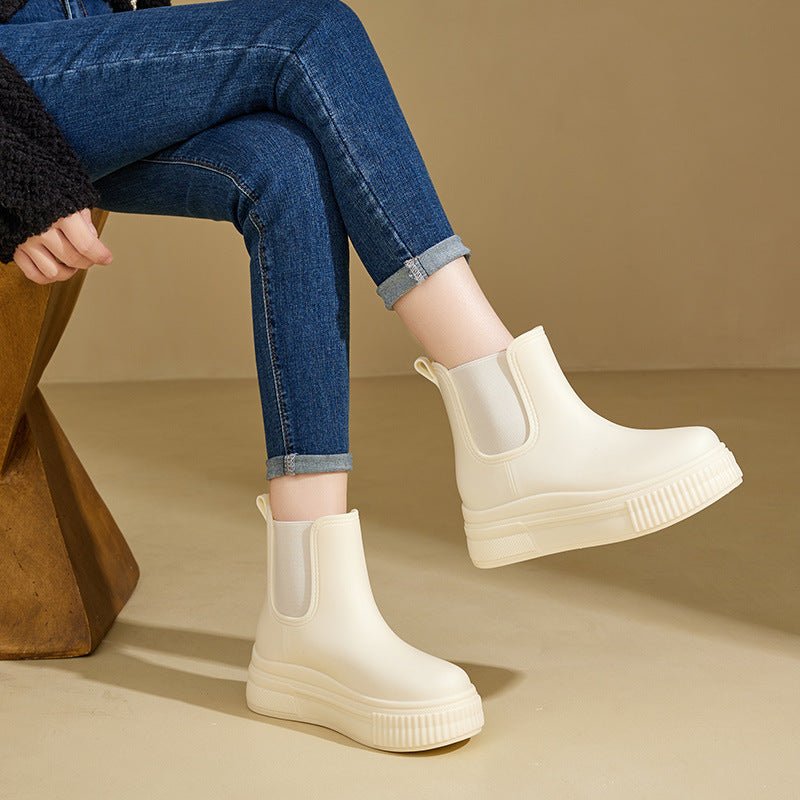 Elfriede | Wasserdichte Stiefel Chelsea Damen Plateau Regenstiefel